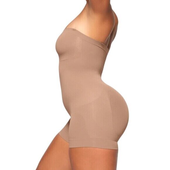 SKIMS Strapless Shortie Bodysuit Small (US 4–6) Sienna Brown NWOT MSRP $78 - Picture 6 of 7